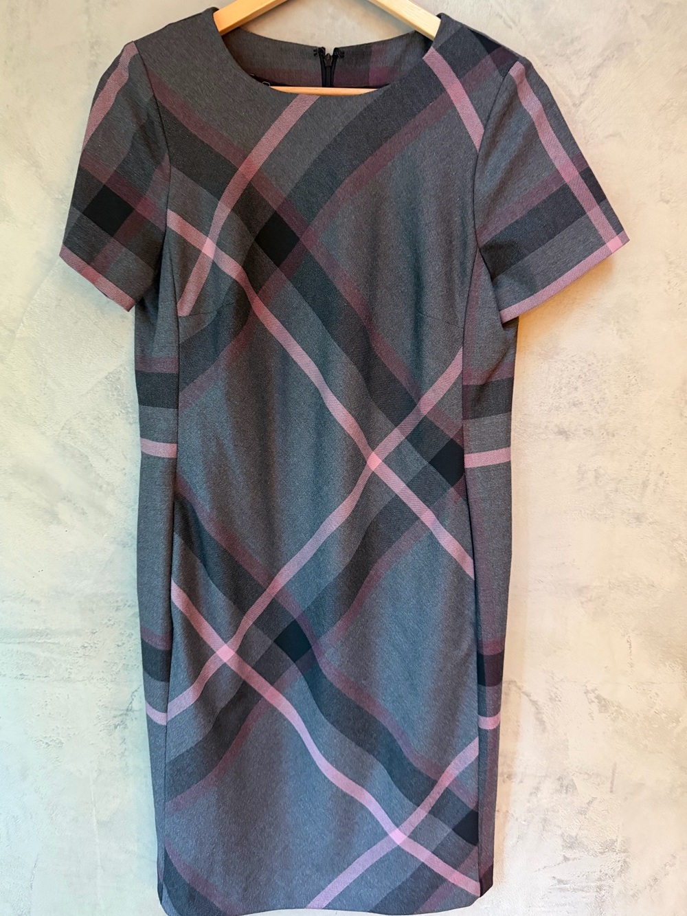 Madeleine Grey Pink Plaid Shift Dress